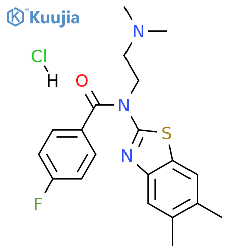 N-(5,6-dimethyl-1,3-benzothiazol-2-yl)-N-[2-(dimethylamino)ethyl]-4-fluorobenzamide hydrochloride structure