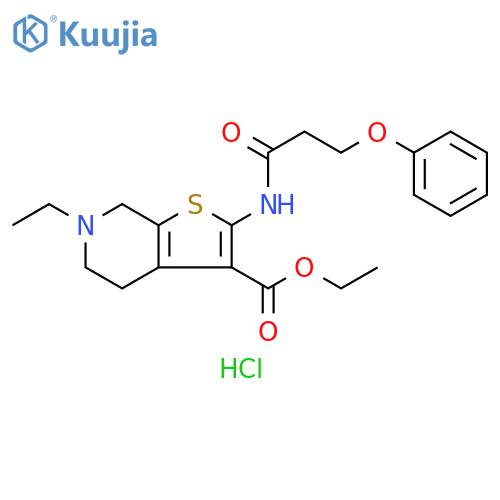 ethyl 6-ethyl-2-(3-phenoxypropanamido)-4H,5H,6H,7H-thieno2,3-cpyridine-3-carboxylate hydrochloride structure