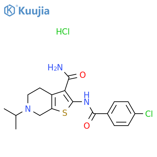 2-(4-chlorobenzamido)-6-(propan-2-yl)-4H,5H,6H,7H-thieno2,3-cpyridine-3-carboxamide hydrochloride structure