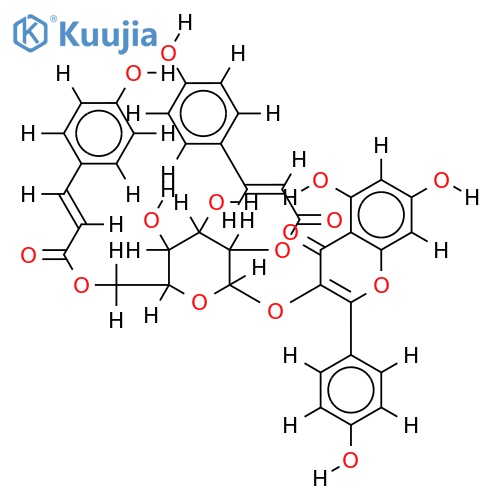 3-O-kaempferol 2,6-di-O-(trans-p-coumaroyl)-beta-D-glucopyranoside structure