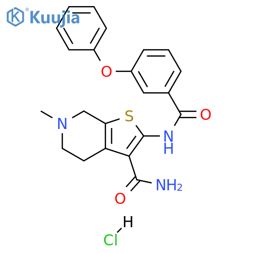 6-methyl-2-(3-phenoxybenzamido)-4H,5H,6H,7H-thieno2,3-cpyridine-3-carboxamide hydrochloride structure