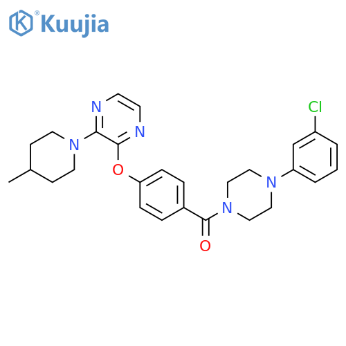 2-{4-[4-(3-chlorophenyl)piperazine-1-carbonyl]phenoxy}-3-(4-methylpiperidin-1-yl)pyrazine structure