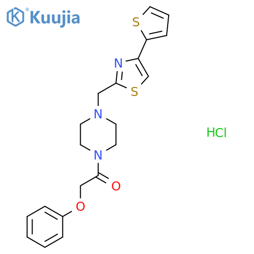 2-phenoxy-1-(4-{4-(thiophen-2-yl)-1,3-thiazol-2-ylmethyl}piperazin-1-yl)ethan-1-one hydrochloride structure