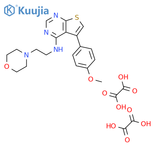 5-(4-methoxyphenyl)-N-2-(morpholin-4-yl)ethylthieno2,3-dpyrimidin-4-amine; bis(oxalic acid) structure