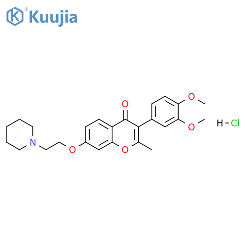 3-(3,4-dimethoxyphenyl)-2-methyl-7-[2-(piperidin-1-yl)ethoxy]-4H-chromen-4-one hydrochloride structure