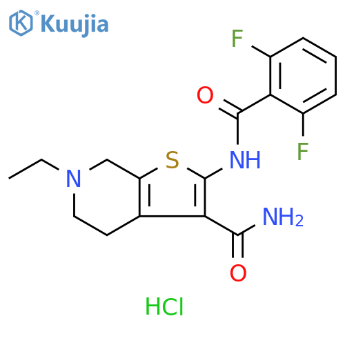2-(2,6-difluorobenzamido)-6-ethyl-4H,5H,6H,7H-thieno2,3-cpyridine-3-carboxamide hydrochloride structure