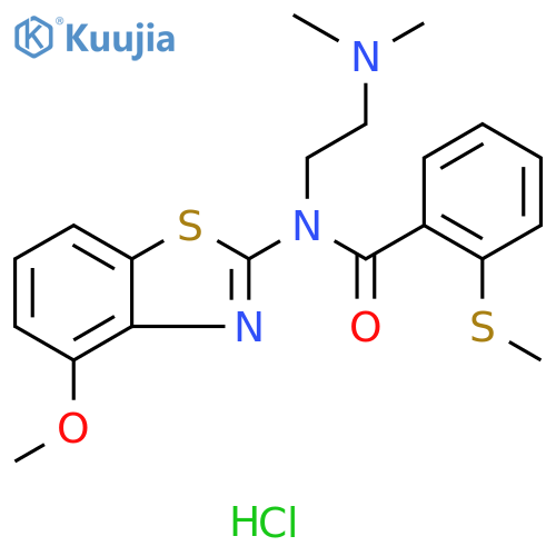 N-[2-(dimethylamino)ethyl]-N-(4-methoxy-1,3-benzothiazol-2-yl)-2-(methylsulfanyl)benzamide hydrochloride structure