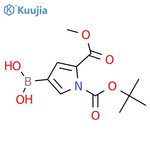 {1-(tert-butoxy)carbonyl-5-(methoxycarbonyl)-1H-pyrrol-3-yl}boronic acid structure