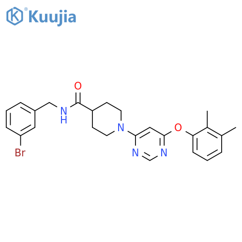 N-(3-bromophenyl)methyl-1-6-(2,3-dimethylphenoxy)pyrimidin-4-ylpiperidine-4-carboxamide structure