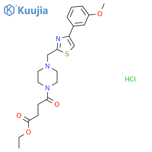 ethyl 4-(4-{4-(3-methoxyphenyl)-1,3-thiazol-2-ylmethyl}piperazin-1-yl)-4-oxobutanoate hydrochloride structure