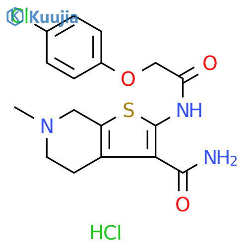 2-2-(4-chlorophenoxy)acetamido-6-methyl-4H,5H,6H,7H-thieno2,3-cpyridine-3-carboxamide hydrochloride structure