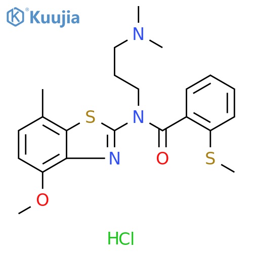 N-[3-(dimethylamino)propyl]-N-(4-methoxy-7-methyl-1,3-benzothiazol-2-yl)-2-(methylsulfanyl)benzamide hydrochloride structure
