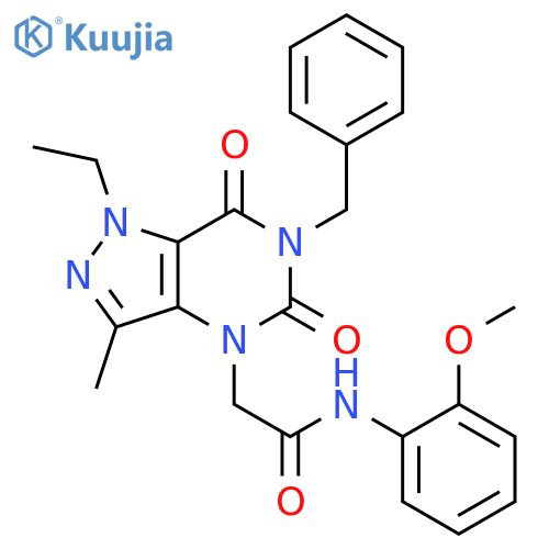 2-{6-benzyl-1-ethyl-3-methyl-5,7-dioxo-1H,4H,5H,6H,7H-pyrazolo[4,3-d]pyrimidin-4-yl}-N-(2-methoxyphenyl)acetamide structure