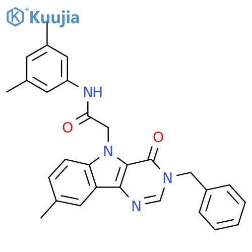2-{3-benzyl-8-methyl-4-oxo-3H,4H,5H-pyrimido[5,4-b]indol-5-yl}-N-(3,5-dimethylphenyl)acetamide structure