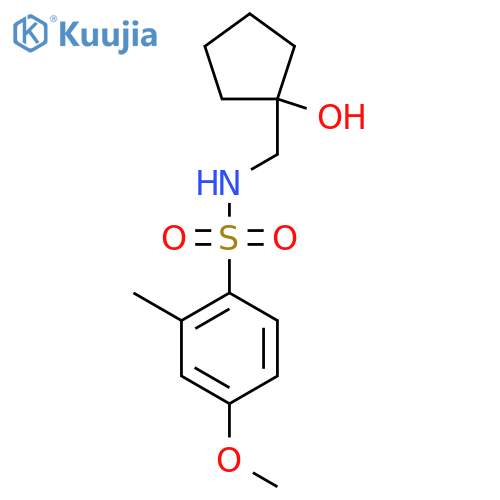 N-(1-hydroxycyclopentyl)methyl-4-methoxy-2-methylbenzene-1-sulfonamide structure