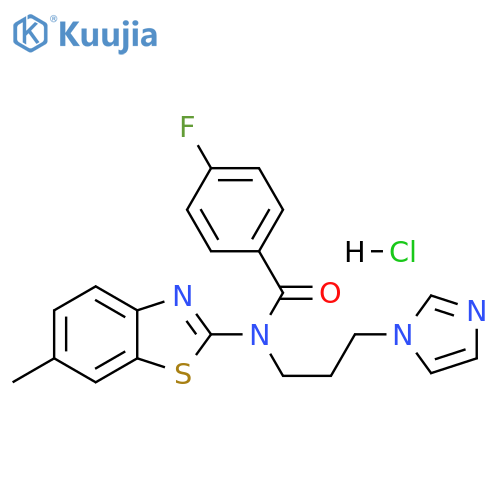 4-fluoro-N-[3-(1H-imidazol-1-yl)propyl]-N-(6-methyl-1,3-benzothiazol-2-yl)benzamide hydrochloride structure