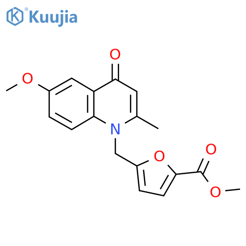 Methyl 5-((6-methoxy-2-methyl-4-oxoquinolin-1(4H)-yl)methyl)furan-2-carboxylate structure