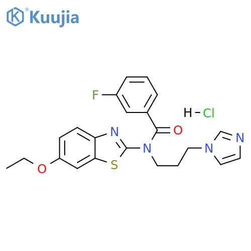 N-(6-ethoxy-1,3-benzothiazol-2-yl)-3-fluoro-N-[3-(1H-imidazol-1-yl)propyl]benzamide hydrochloride structure