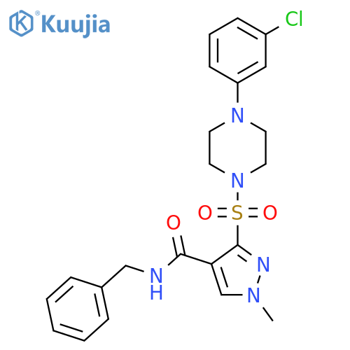 N-benzyl-3-{[4-(3-chlorophenyl)piperazin-1-yl]sulfonyl}-1-methyl-1H-pyrazole-4-carboxamide structure