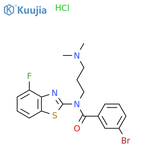 3-bromo-N-[3-(dimethylamino)propyl]-N-(4-fluoro-1,3-benzothiazol-2-yl)benzamide hydrochloride structure
