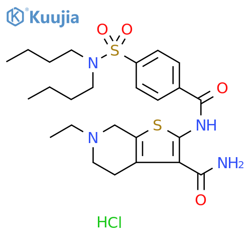 2-4-(dibutylsulfamoyl)benzamido-6-ethyl-4H,5H,6H,7H-thieno2,3-cpyridine-3-carboxamide hydrochloride structure