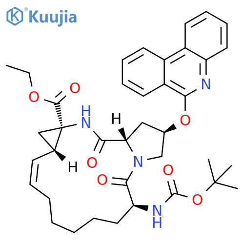 (2R,6S,12Z,13aS,14aR,16aS)-6-[[(1,1-Dimethylethoxy)carbonyl]amino]-1,2,3,6,7,8,9,10,11,13a,14,15,16,16a-tetradecahydro-5,16-dioxo-2-(6-phenanthridinyloxy)-cyclopropa[e]pyrrolo[1,2-a][1,4]diazacyclopentadecine-14a(5H)-carboxylic acid ethyl ester structure