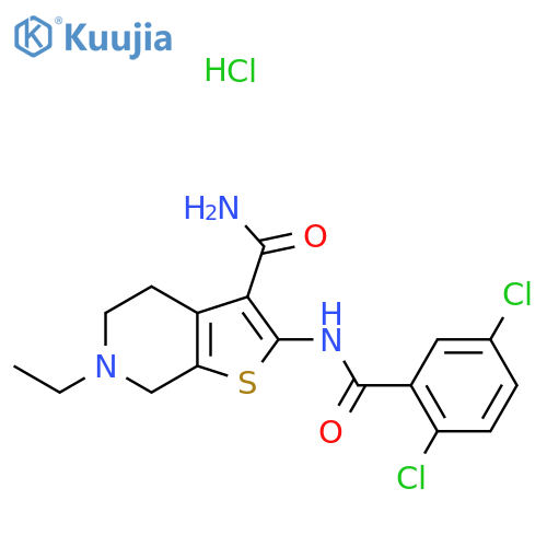 2-(2,5-dichlorobenzamido)-6-ethyl-4H,5H,6H,7H-thieno2,3-cpyridine-3-carboxamide hydrochloride structure