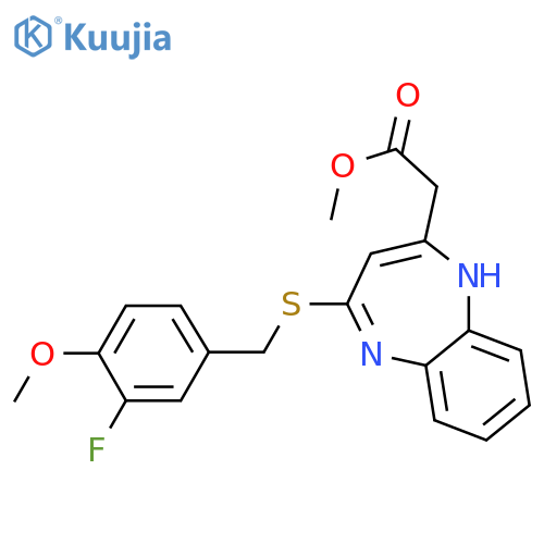 methyl 2-(4-{[(3-fluoro-4-methoxyphenyl)methyl]sulfanyl}-1H-1,5-benzodiazepin-2-yl)acetate structure