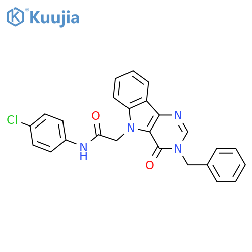 2-{3-benzyl-4-oxo-3H,4H,5H-pyrimido[5,4-b]indol-5-yl}-N-(4-chlorophenyl)acetamide structure