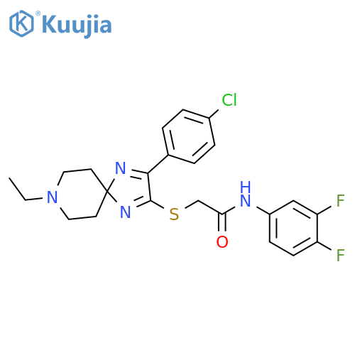 2-{[3-(4-chlorophenyl)-8-ethyl-1,4,8-triazaspiro[4.5]deca-1,3-dien-2-yl]sulfanyl}-N-(3,4-difluorophenyl)acetamide structure