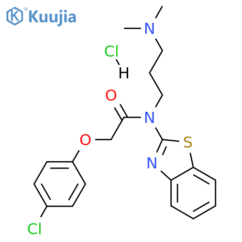 N-(1,3-benzothiazol-2-yl)-2-(4-chlorophenoxy)-N-[3-(dimethylamino)propyl]acetamide hydrochloride structure