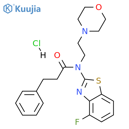 N-(4-fluoro-1,3-benzothiazol-2-yl)-N-[2-(morpholin-4-yl)ethyl]-3-phenylpropanamide hydrochloride structure