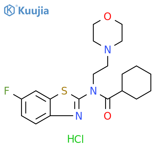 N-(6-fluoro-1,3-benzothiazol-2-yl)-N-[2-(morpholin-4-yl)ethyl]cyclohexanecarboxamide hydrochloride structure