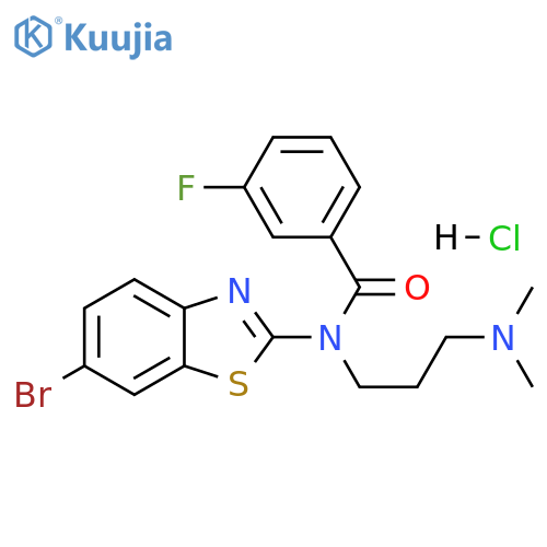 N-(6-bromo-1,3-benzothiazol-2-yl)-N-[3-(dimethylamino)propyl]-3-fluorobenzamide hydrochloride structure