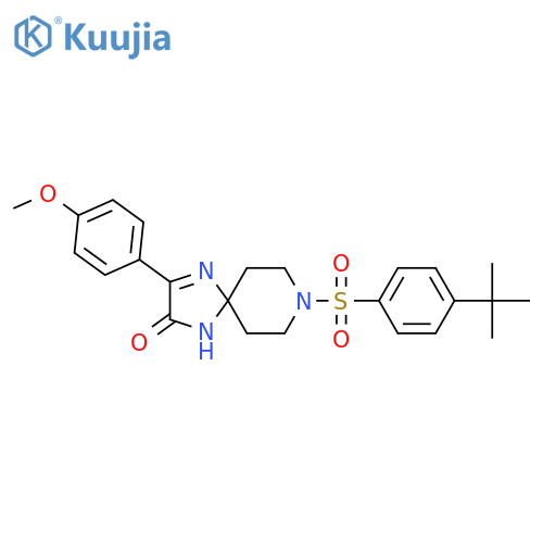 8-(4-tert-butylbenzenesulfonyl)-3-(4-methoxyphenyl)-1,4,8-triazaspiro[4.5]dec-3-en-2-one structure