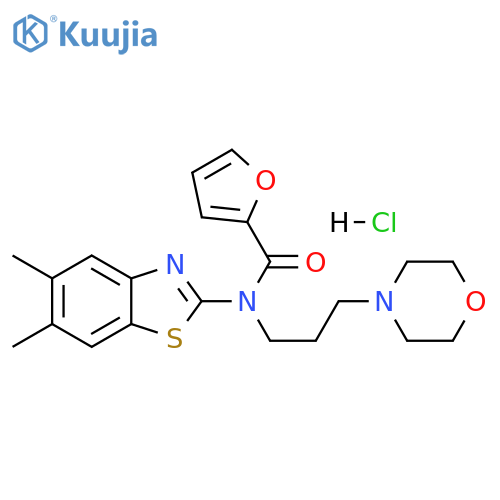 N-(5,6-dimethyl-1,3-benzothiazol-2-yl)-N-[3-(morpholin-4-yl)propyl]furan-2-carboxamide hydrochloride structure