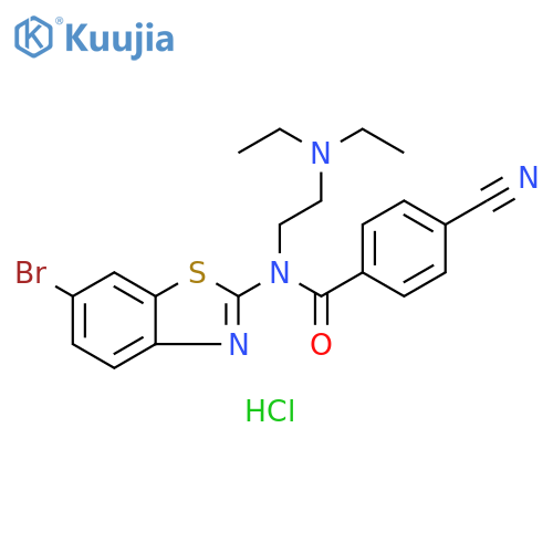 N-(6-bromo-1,3-benzothiazol-2-yl)-4-cyano-N-[2-(diethylamino)ethyl]benzamide hydrochloride structure