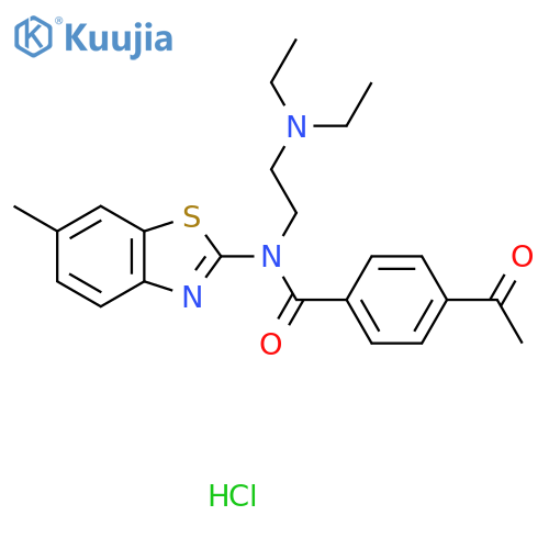 4-acetyl-N-[2-(diethylamino)ethyl]-N-(6-methyl-1,3-benzothiazol-2-yl)benzamide hydrochloride structure