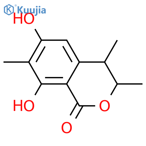 3,4-Dihydro-6,8-dihydroxy-3,4,7-trimethyl-1H-2-benzopyran-1-one; (3R*,4S*)-form structure