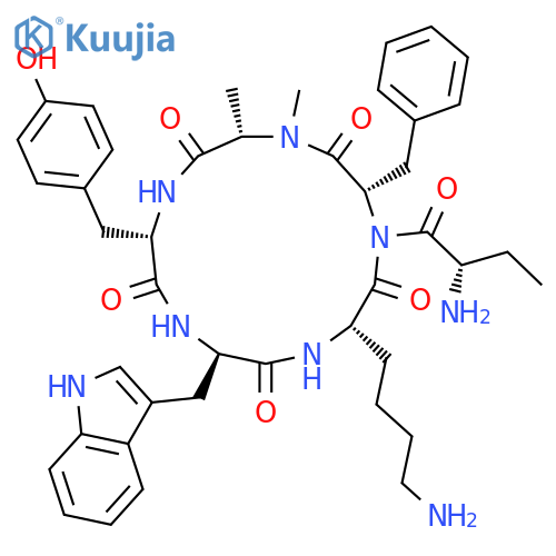 Cyclo[N-methyl-L-alanyl-L-tyrosyl-D-tryptophyl-L-lysyl-(2S)-2-aminobutanoyl-L-phenylalanyl](9CI) structure