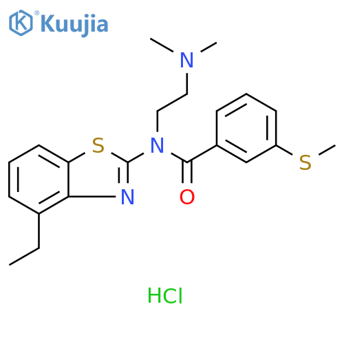 N-[2-(dimethylamino)ethyl]-N-(4-ethyl-1,3-benzothiazol-2-yl)-3-(methylsulfanyl)benzamide hydrochloride structure
