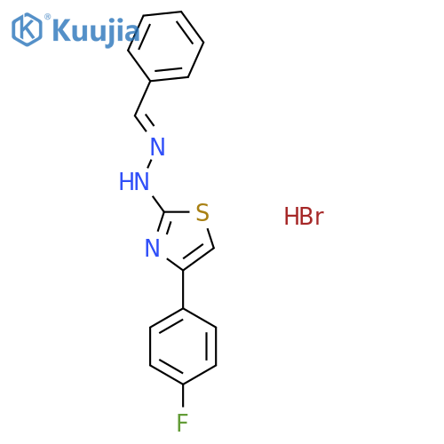 4-(4-fluorophenyl)-2-[(2E)-2-(phenylmethylidene)hydrazin-1-yl]-1,3-thiazole hydrobromide structure