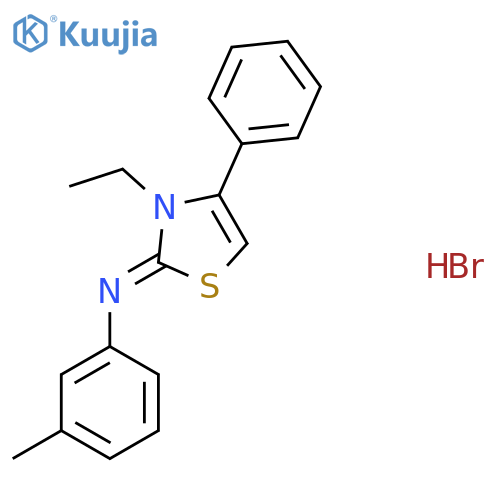 (2Z)-3-ethyl-N-(3-methylphenyl)-4-phenyl-2,3-dihydro-1,3-thiazol-2-imine hydrobromide structure