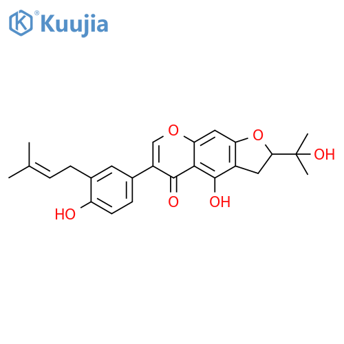 5H-Furo[3,2-g][1]benzopyran-5-one, 2,3-dihydro-4-hydroxy-6-[4-hydroxy-3-(3-methyl-2-butenyl)phenyl]-2-(1-hydroxy-1-methylethyl)- (9CI) structure
