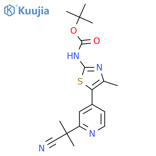 Tert-butyl 5-(2-(2-cyanopropan-2-yl)pyridin-4-yl)-4-methylthiazol-2-ylcarbamate structure