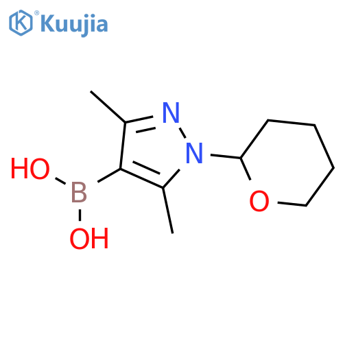 (3,5-Dimethyl-1-(tetrahydro-2H-pyran-2-yl)-1H-pyrazol-4-yl)boronic acid structure