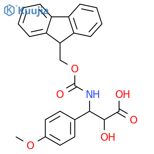 (2R,3R)-3-((((9H-Fluoren-9-yl)methoxy)carbonyl)amino)-2-hydroxy-3-(4-methoxyphenyl)propanoic acid structure