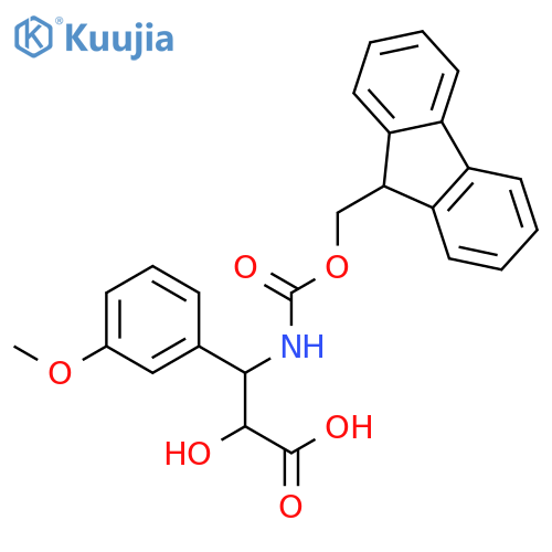 (2R,3R)-3-((((9H-Fluoren-9-yl)methoxy)carbonyl)amino)-2-hydroxy-3-(3-methoxyphenyl)propanoic acid structure
