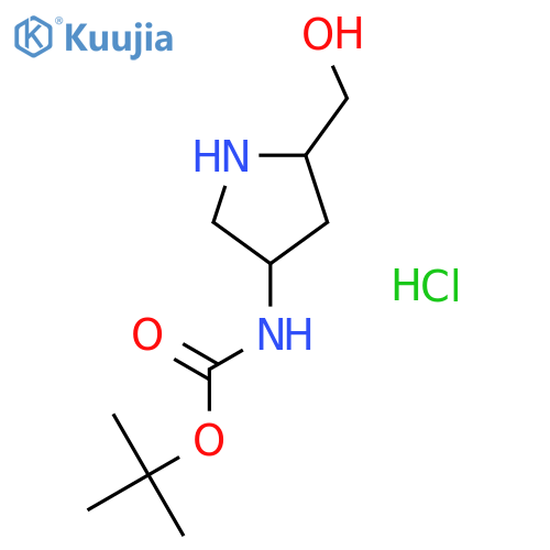 tert-Butyl ((3R,5S)-5-(hydroxymethyl)pyrrolidin-3-yl)carbamate hydrochloride structure