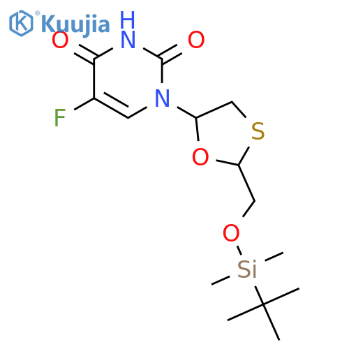 cis-5-Fluoro-1-2-(1,1-dimethylethyl)dimethylsilyloxymethyl-1,3-oxathiolan-5-yl-2,4(1H,3H)-pyrimidinedione structure